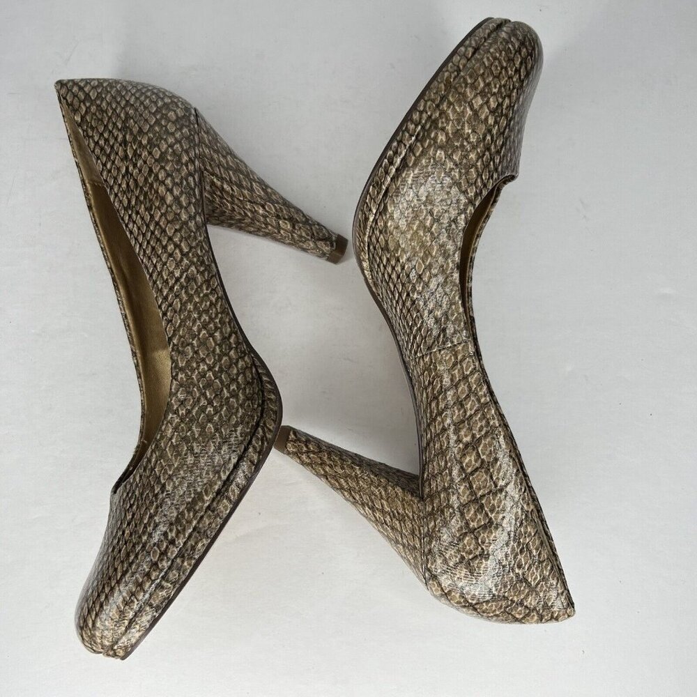 Via Neroli Pearlized Snake Skin Design Gold Gray Womens Size 7.5 Platform Pumps - Picture 7 of 8